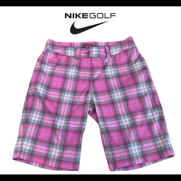 NIKE Golf pink plaid check shorts Sz 2 NWOT